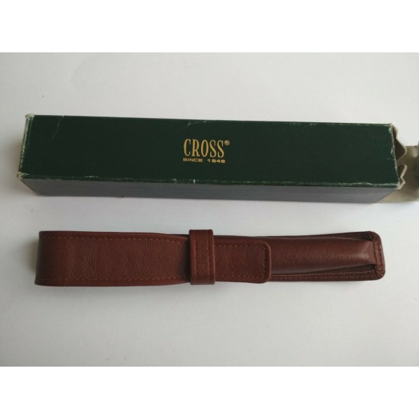 Cross # 5007 Tan single pen brown leather pouch Made in Korea NEW
