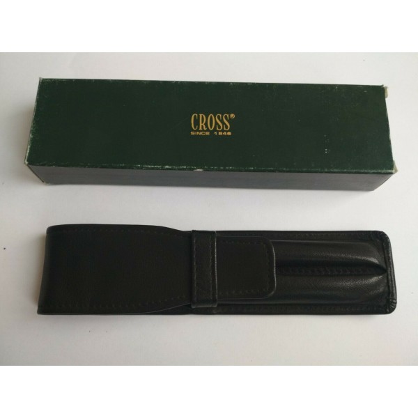 Original Cross # 5002 double pen Black leather case pouch. Made in Korea. NEW in box