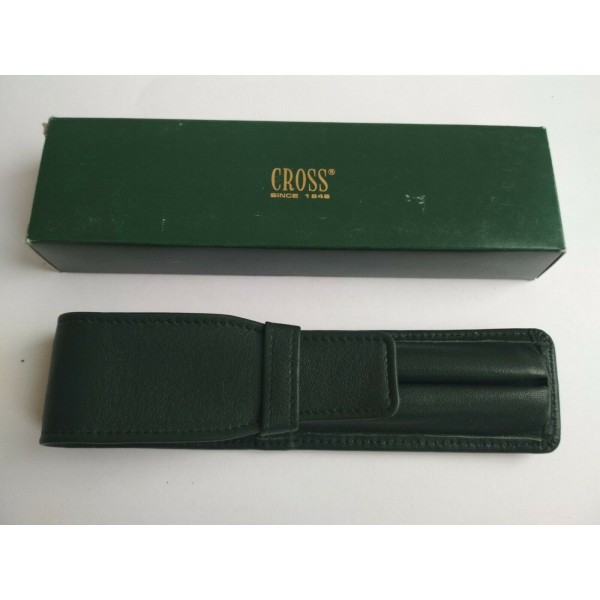 Original Cross # 5005 double pen Green leather case pouch. Made in Korea. NEW in box