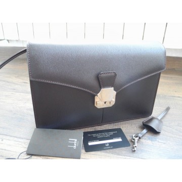 DUNHILL SIDECAR LEATHER BRIEFCASE Men Wrist HAND BAG Clutch Attaché Borsello NEW