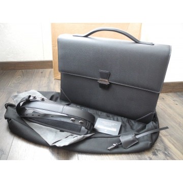 DUNHILL SIDECAR GUNMETAL SINGLE GUSSET BRIEFCASE LEATHER DOCUMENT CASE NEW SET