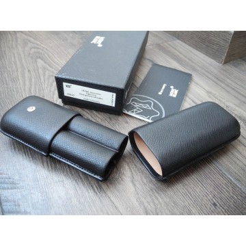 MONTBLANC CIGAR CASE for 2 HOLDER POUCH PEN TYPE BLACK LEATHER NEW SET 35820