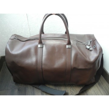 MONTBLANC TRAVEL BAG LUXURY BROWN LEATHER WEEKEND XLARGE GYM BIG HAND Bag MINT