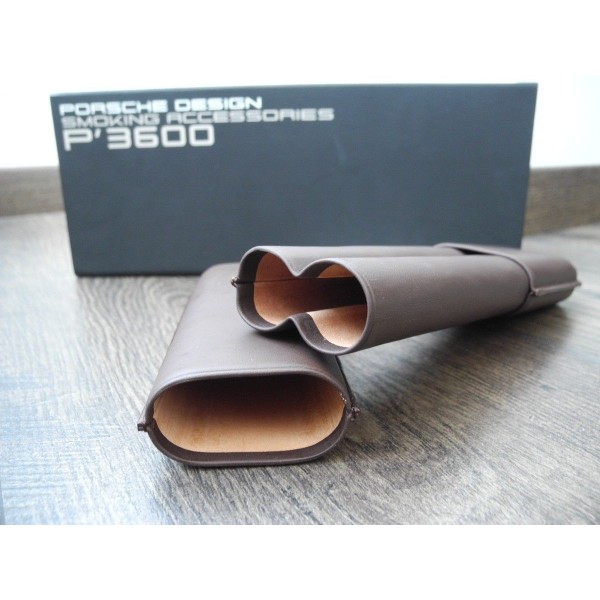PORSCHE DESIGN P3600 CIGAR CASE for 2 HANDCRAFTED LARGE HOLDER LEATHER POUCH NEW