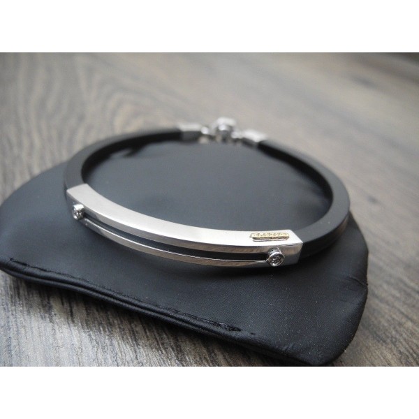 BARAKA 18K WHITE YELLOW GOLD 3 DIAMOND BRACELET Barakà ORO 750 Rubber Ct Armband