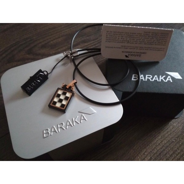 BARAKA GRAND PRIX PENDANT 18K ROSE GOLD ENAMEL CERAMIC SS NECKLACE Chain NEW SET