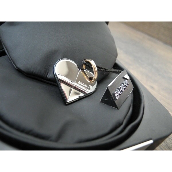 BARAKA HEART 18K ROSE GOLD S Steel Reversible PENDANT Dog Tag Barakà ORO NEW
