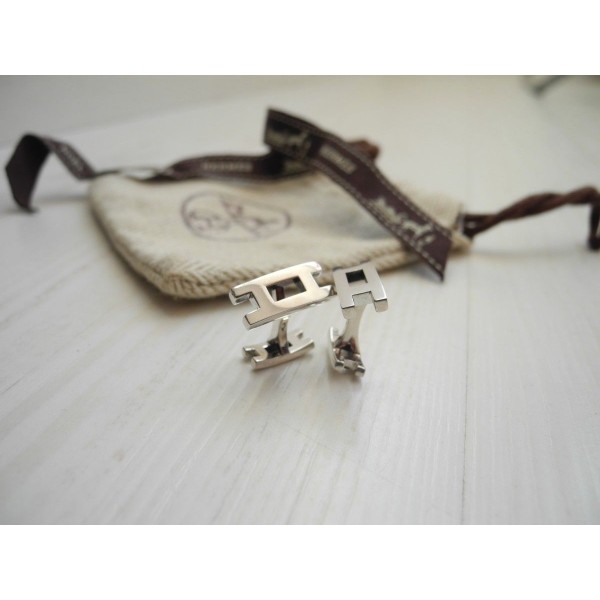 HERMES CUFFLINKS Parallèle AG925 SILVER cuffs apic Hermes bag ribbon