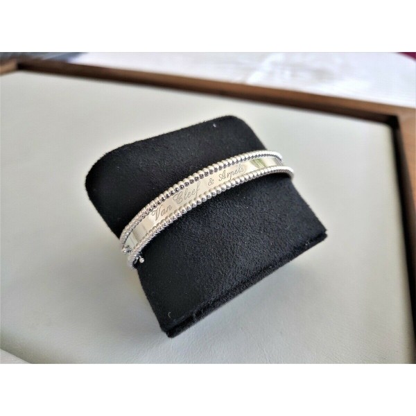 VAN CLEEF & ARPELS SIGNATURE PERLEE 18K WHITE GOLD BRACELET M 17cm ORO Armband