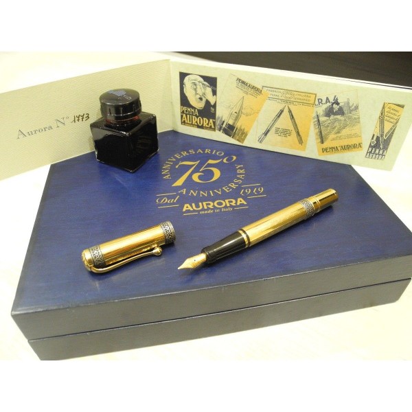 AURORA 75TH ANNIVERSARY 18K GOLD VERMEIL LIMITED FOUNTAIN PEN