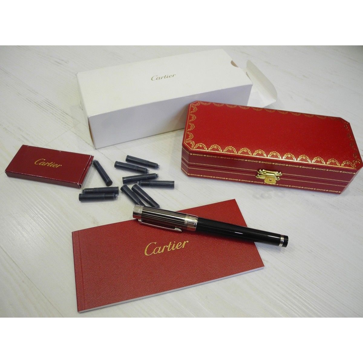 CARTIER PASHA BARCODE 18K GOLD BLACK COMPOSITE PALLADIUM FOUNTAIN