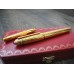 CARTIER PASHA de Yellow GOLD Plated 1993 year 18K GOLD F nib FOUNTAIN PEN BOX