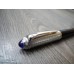 CARTIER ROADSTER CIRCULAR GRAINED Palladium Trim Blue Cabochon BALLPOINT PEN