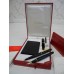 CARTIER DIABOLO 18K GOLD FOUNTAIN & BALLPOINT PEN LEATHER WALLET FULL RARE SET 