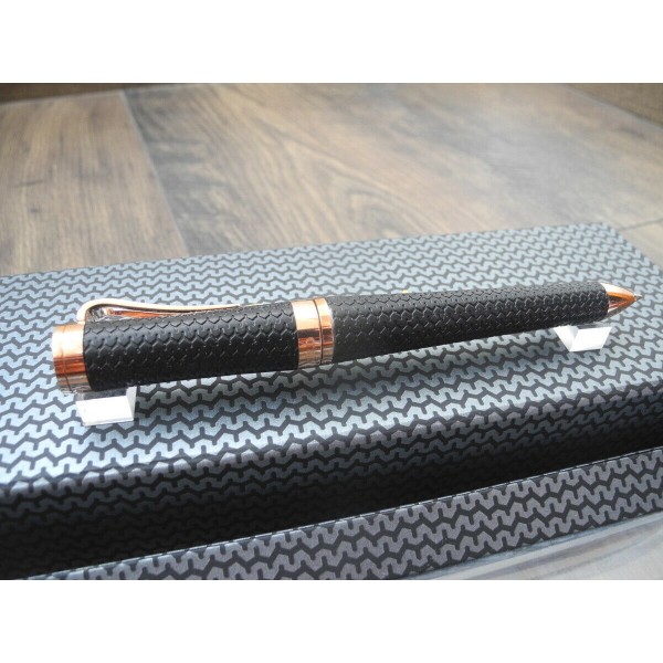 CHOPARD RACING ROSE GOLD plated Black Rubber SWISS BALLPOINT PEN NEW SET