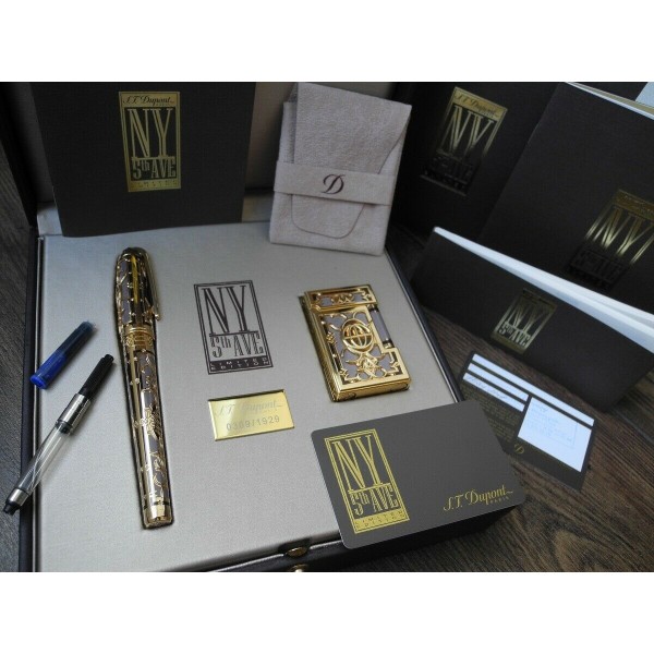 S.T. DUPONT NEW YORK 5TH AVENUE LIGHTER LIMITED EDITION OLYMPIO FOUNTAIN PEN SET