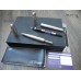 S.T. DUPONT FIDELIO Silver Grid Pattern FOUNTAIN 14K GOLD & BALLPOINT PEN SET 