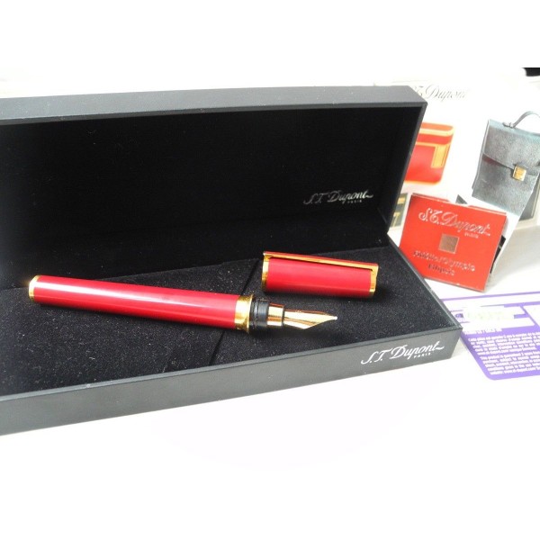 S.T. DUPONT MONTPARNASSE LARGE BURGUNDY 18ct GOLD M nib CHAIRMAN FOUNTAIN PEN