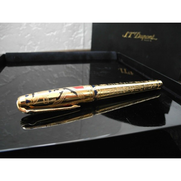 S.T. DUPONT PHARAOH LARGE OLYMPIO LIMITED EDITION GOLD FOUNTAIN PEN 99% NEW SET