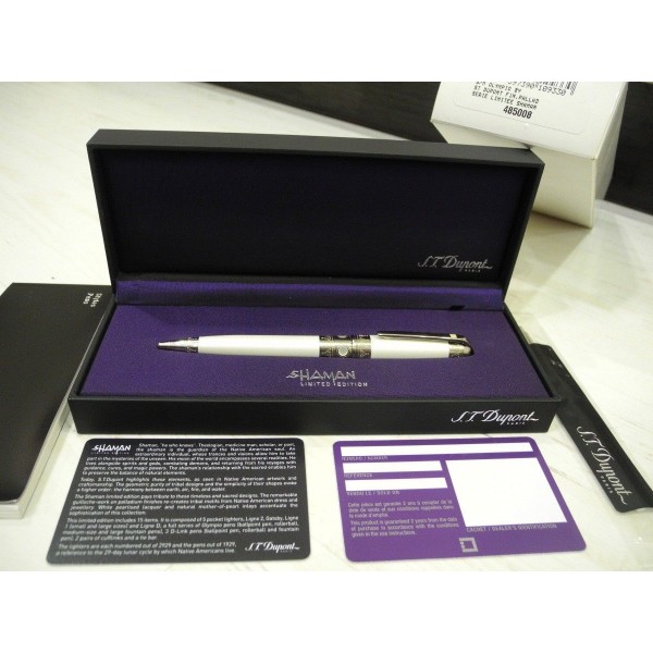 S.T. DUPONT SHAMAN LIMITED EDITION MOTHER OF PEARL OLYMPIO BALLPOINT PEN NEW SET