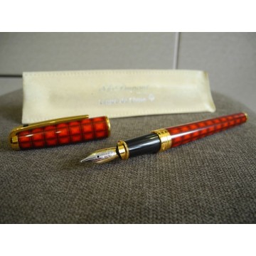 S.T. DUPONT OLYMPIO VERTIGO Chinese Lacquer 18K GOLD M nib FOUNTAIN PEN 
