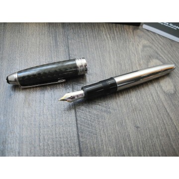 MONTBLANC MEISTERSTUCK SOLITAIRE CARBON STEEL 146 LEGRAND 18K GOLD M nib FOUNTAIN PEN NEW NOS