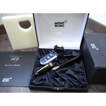 MONTBLANC 149 Meisterstuck 18K GOLD M nib FOUNTAIN PEN INK BOX DISPLAY SET MINT