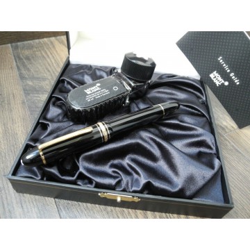 MONTBLANC 149 Meisterstuck 18K GOLD F nib FOUNTAIN PEN INK BOX DISPLAY SET MINT