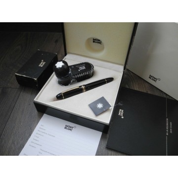 MONTBLANC MEISTERSTUCK 149 18K GOLD M NIB FOUNTAIN PEN + INK FULL SET MINT