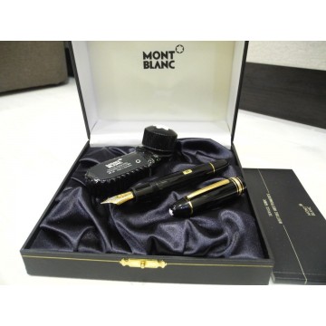 MONTBLANC 149 18K GOLD M nib FOUNTAIN PEN NEW SET + INK NOS