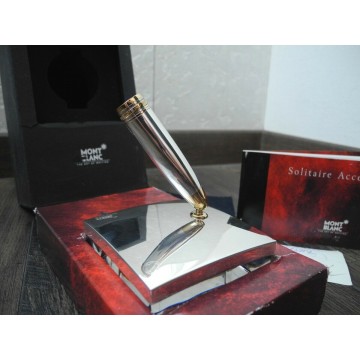MONTBLANC 149 FOUNTAIN PEN STAND SOLITAIRE 925 STERLING SILVER GOLD FITTINGS SET