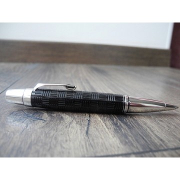 MONTBLANC BOHEME DOUE SIGNUM AZTEC GUILLOCHE PLATINUM BLACK ONYX BALLPOINT PEN