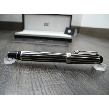 MONTBLANC BOHEME CRYSTAL LARGE BLACK STRIPES PLATINUM PLATED ROLLERBALL PEN