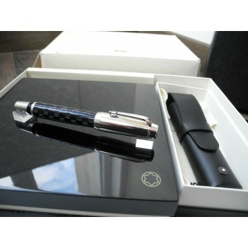 MONTBLANC BOHEME DOUE platinum-plated ROLLERBALL PEN + Leather pouch SET NEW