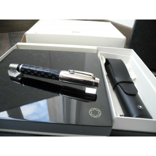 MONTBLANC BOHEME DOUE platinum-plated ROLLERBALL PEN + Leather pouch SET NEW