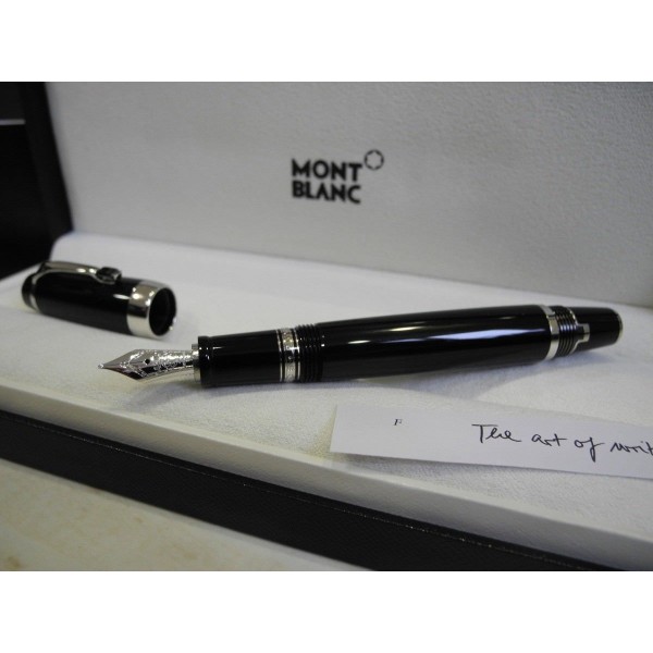 MONTBLANC BOHEME BLACK ONYX PLATINUM 14K GOLD Nib F Fountain Pen FULL SET NEW
