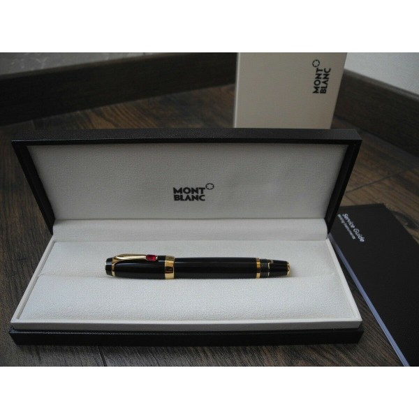MONTBLANC BOHEME RETRACTABLE ROUGE RUBY Stone 14K GOLD Fountain Pen FULL SET NEW