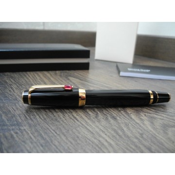 MONTBLANC BOHEME NON-RETRACTABLE ROUGE RUBY Stone GOLD Fountain Pen FULL SET NEW