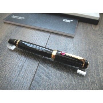MONTBLANC BOHEME ROUGE GEMSTONE BLACK GOLD ROLLERBALL PEN 5096 FULL SET NEW