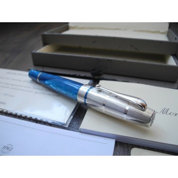MONTEGRAPPA MIYA Turquoise BLUE SILVER Argento 925 Celluloid ROLLERBALL PEN SET