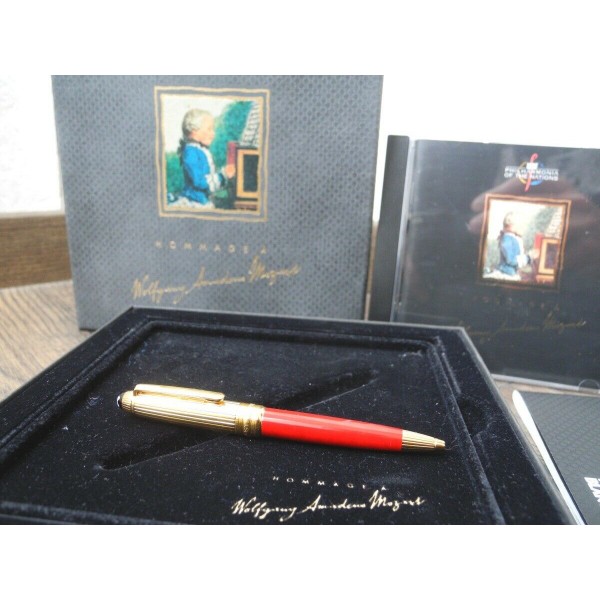 MONTBLANC 116 Meisterstuck MOZART SOLITAIRE RED CORAL BALLPOINT PEN SET NEW