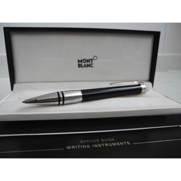 MONTBLANC STARWALKER DOUE GUILLOCHE BLACK PLATINUM BALLPOINT PEN