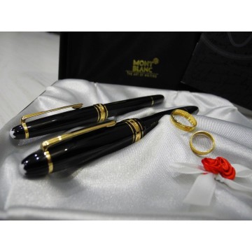 MONTBLANC 18K 750 GOLD LEGRAND & CLASSIQUE FOUNTAIN PENS WEDDING RING LIMITED RARE NEW SET