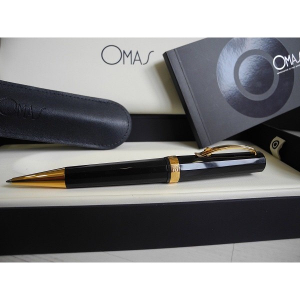 OMAS MILORD GOLD BLACK ARTE ITALIANA BALLPOINT PEN FULL SET 
