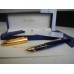 WATERMAN EDSON SAPPHIRE BLUE 18K GOLD M NIB FOUNTAIN PEN FULL SET