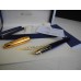 WATERMAN EDSON SAPPHIRE BLUE 18K GOLD M NIB FOUNTAIN PEN FULL SET