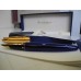 WATERMAN EDSON SAPPHIRE BLUE 18K GOLD M NIB FOUNTAIN PEN FULL SET