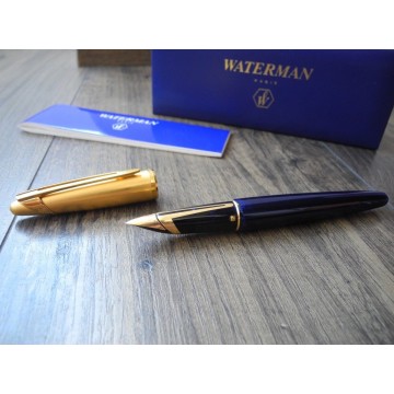 WATERMAN EDSON SAPPHIRE BLUE 18K 750 GOLD F nib FOUNTAIN PEN MINT