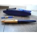 WATERMAN EDSON SAPPHIRE BLUE 18K GOLD F NIB FOUNTAIN PEN FULL SET MINT