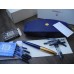 WATERMAN EDSON SAPPHIRE BLUE 18K GOLD F NIB FOUNTAIN PEN FULL SET MINT